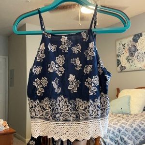 Abercrombie and Fitch tie back blue crop top